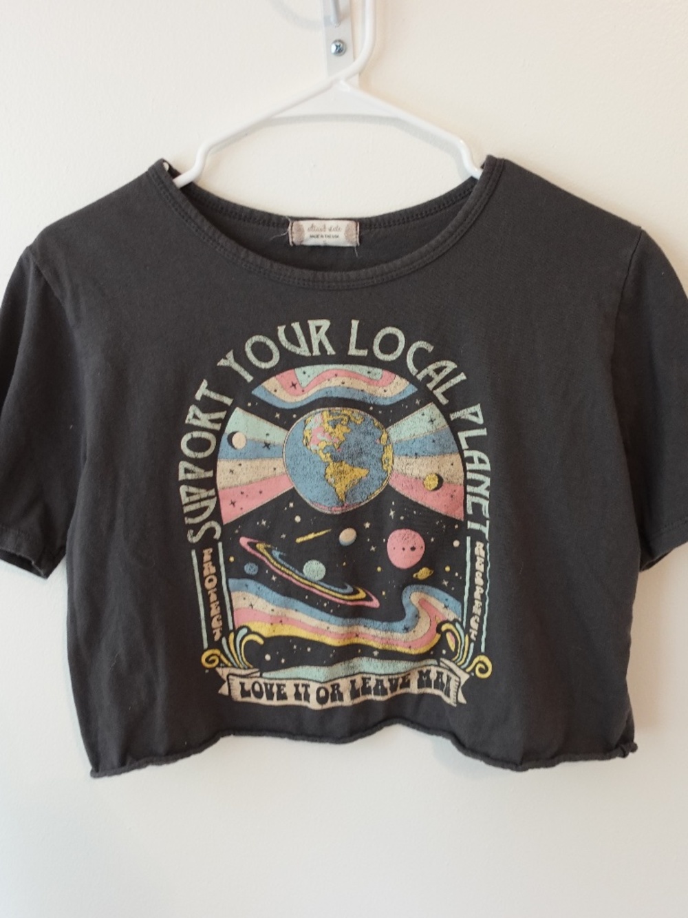 Altar'd State Cropped Graphic T-Shirt - Grey